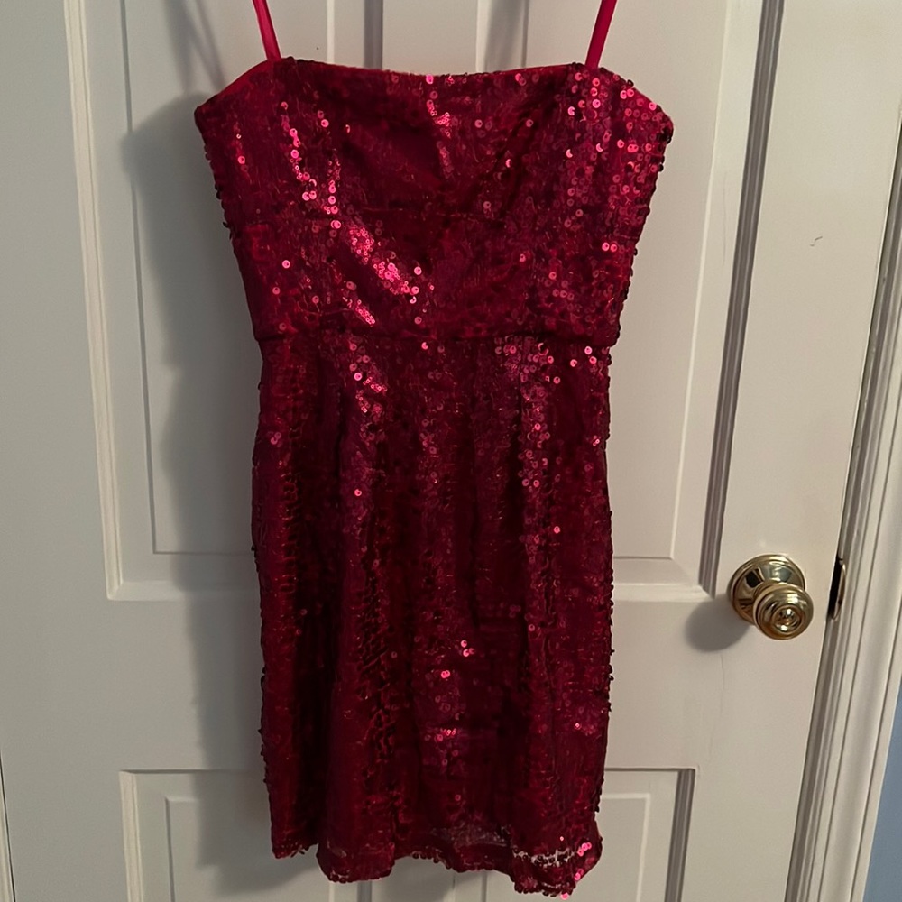 Hot Pink Sequin BCBGMAXAZRIA STRAPLESS Dress, Size 0